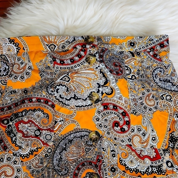 Dorothy Perkins Lightweight Button Front Paisley Boho Chic Midi Skirt - Picture 3 of 5